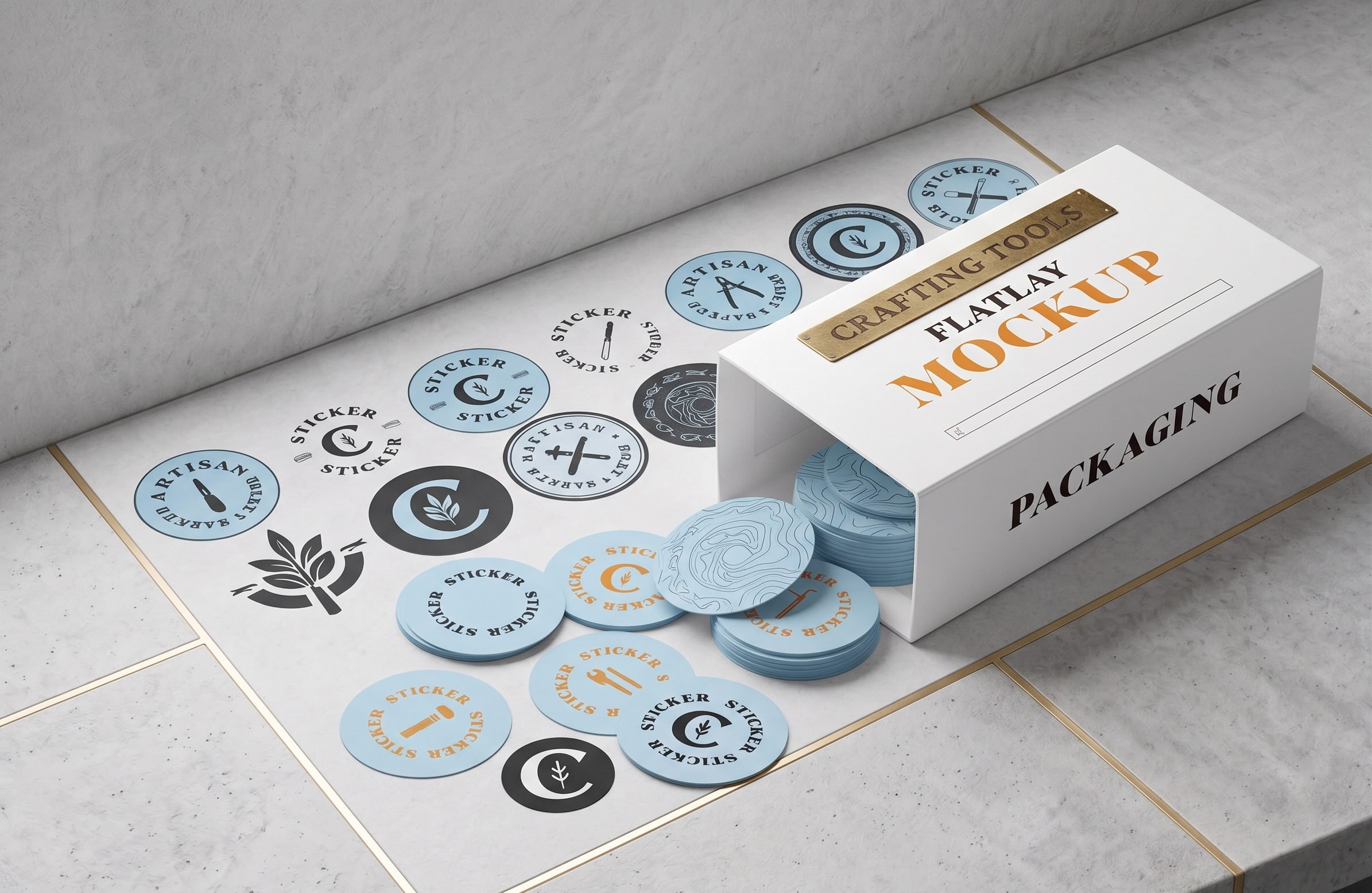 Packaging Design and Sticker Printing Mockup