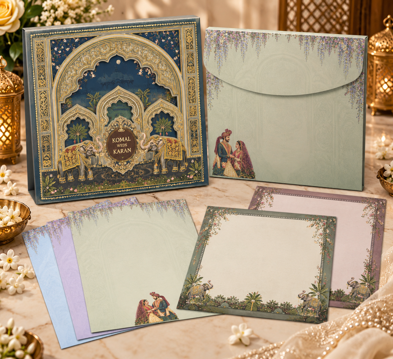 Roshan Weds Rutvik Wedding Card Lavender